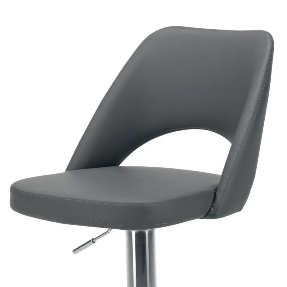 Stołek z ekoskóry i stali z podnośnikiem gazowym Made in Italy - Lorenza Viadurini