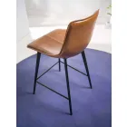 Taboret ze sztucznej skóry z efektem H 80, podstawa na 4 nogach - owalna Viadurini