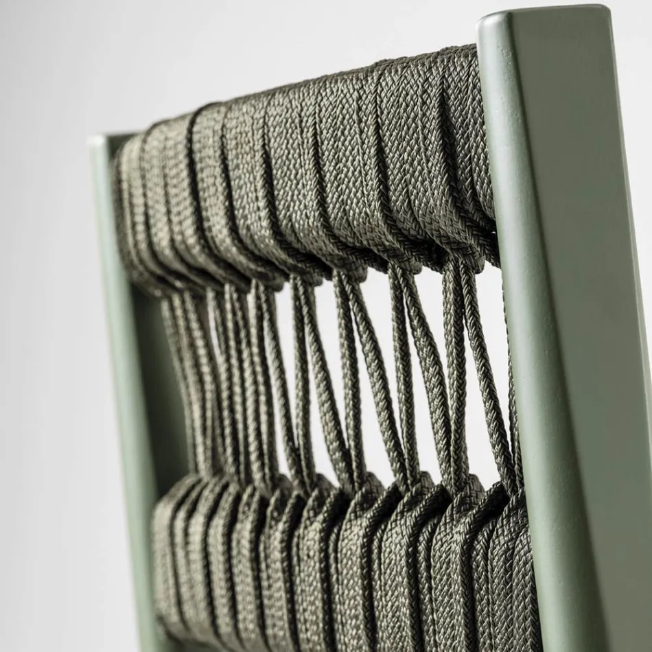 Stołek z litego drewna bukowego z kolorowym splotem linowym Made in Italy - Nora Viadurini