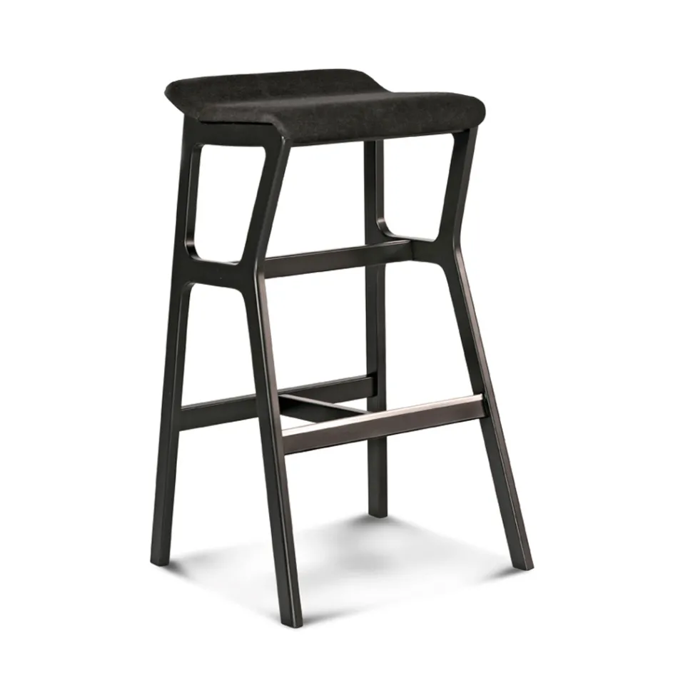 Stołek z litego drewna bukowego z siedziskiem z tkaniny Made in Italy - Regensburg Viadurini