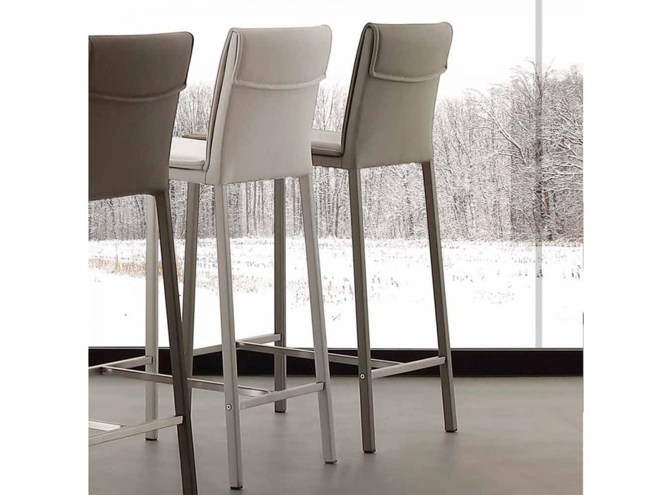 Nowoczesny stołek z metalu i stali oraz ekoskóry wyprodukowany we Włoszech Prato Viadurini