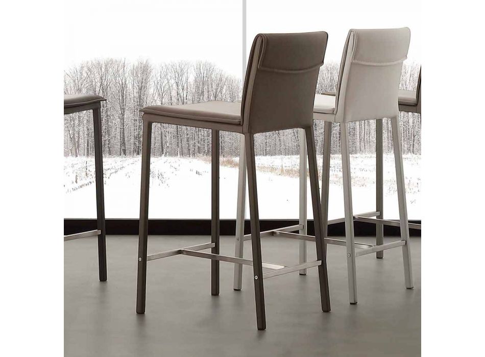 Nowoczesny stołek z metalu i stali oraz ekoskóry wyprodukowany we Włoszech Prato Viadurini