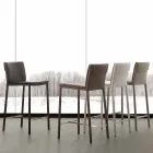 Nowoczesny stołek z metalu i stali oraz ekoskóry wyprodukowany we Włoszech Prato Viadurini