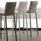 Nowoczesny stołek z metalu i stali oraz ekoskóry wyprodukowany we Włoszech Prato Viadurini