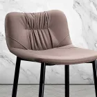 Stołek z tkaniny z efektem skóry i metalu Made in Italy - Gohan Viadurini