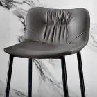 Stołek z tkaniny z efektem skóry i metalu Made in Italy - Gohan Viadurini