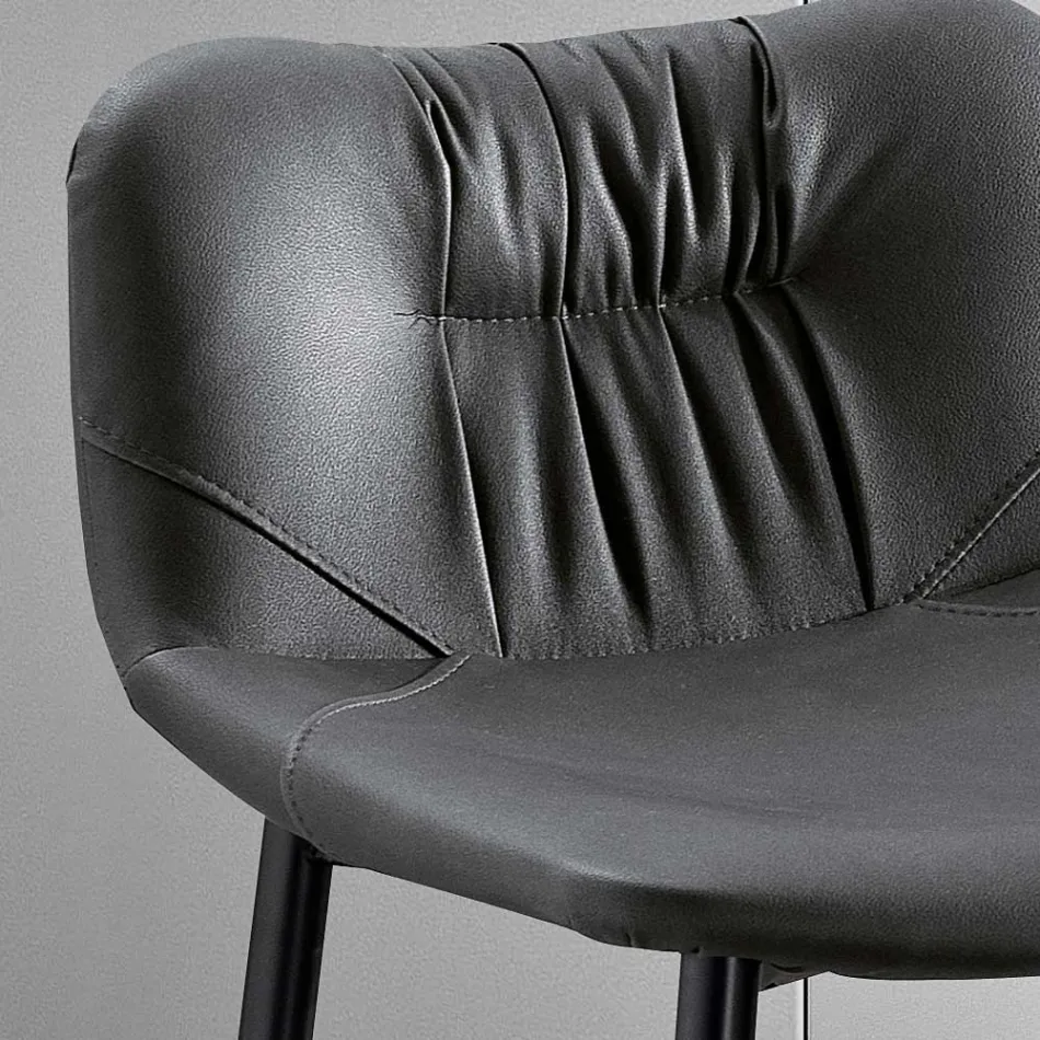 Stołek z tkaniny z efektem skóry i metalu Made in Italy - Gohan Viadurini