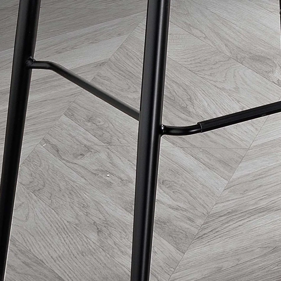 Stołek z tkaniny z efektem skóry i metalu Made in Italy - Gohan Viadurini