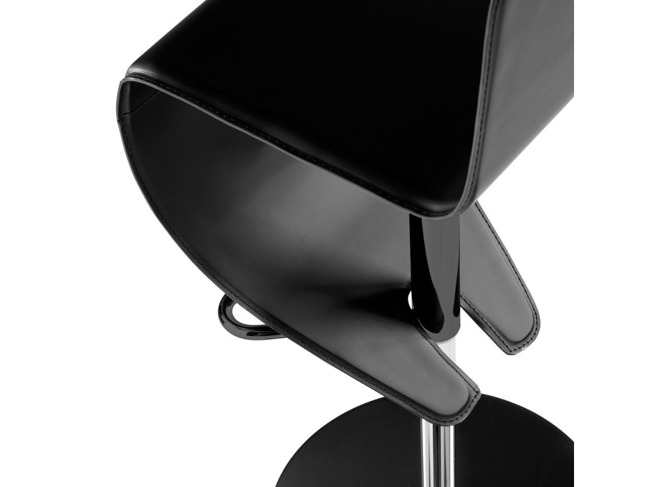 Nowoczesny stołek z czarnej skóry i czarnej stali Made in Italy - Raggi Viadurini