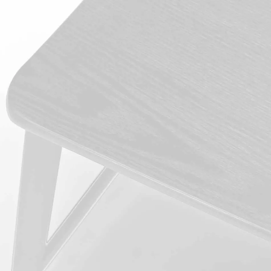 Nowoczesny stołek metalowy z siedziskiem i oparciem z drewna, 2 sztuki - Habibi Viadurini