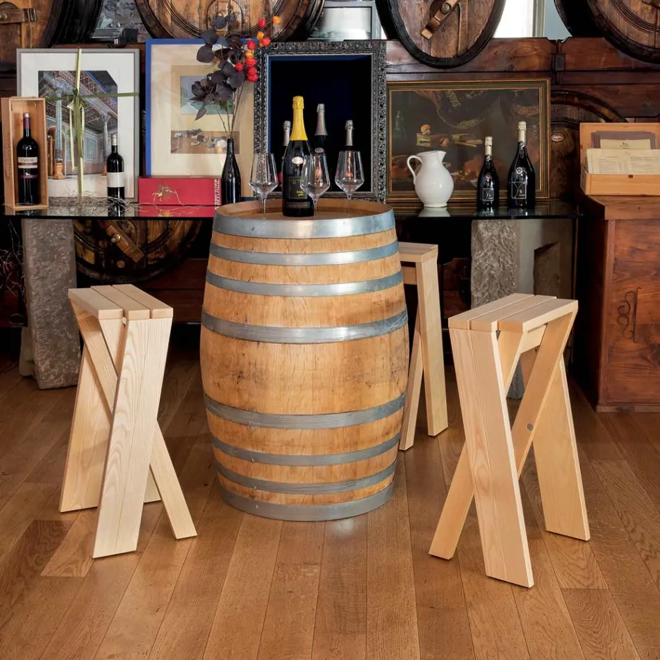 Składany stołek z możliwością układania w stosy z litego jesionu - Write Viadurini