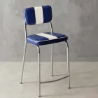 Taboret w stylu lat 50-tych z ekoskóry z centralnym białym paskiem Banda Viadurini