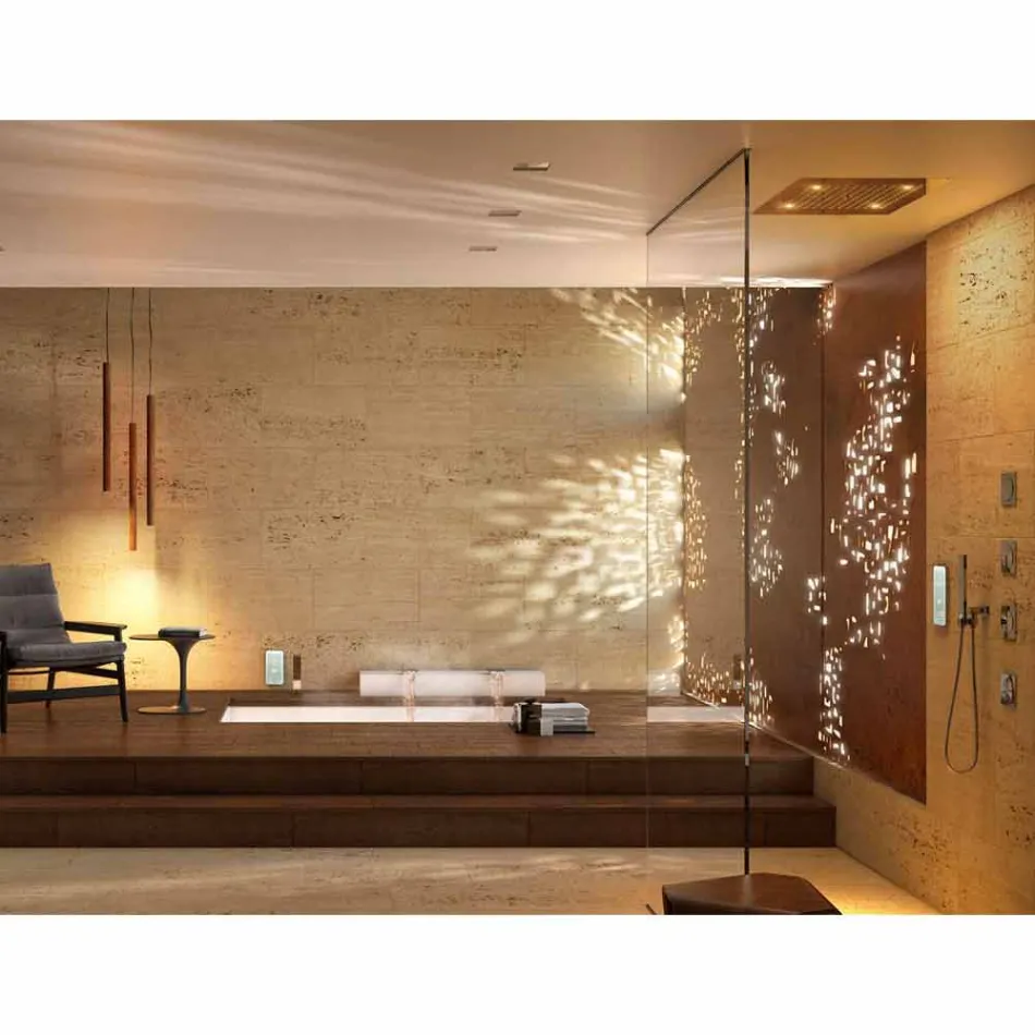 Głowica prysznicowa z chromoterapią dwóch nowoczesnych odrzutowców wzór snu Viadurini