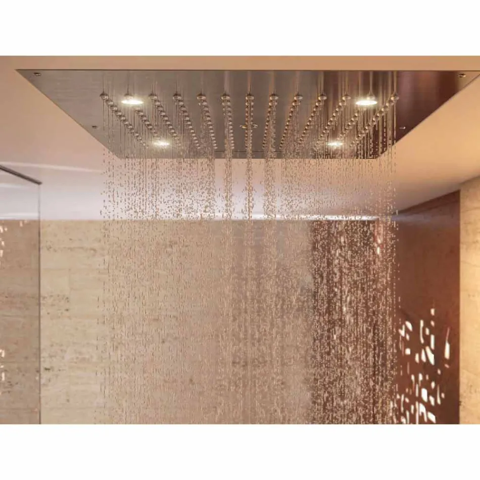 Głowica prysznicowa z chromoterapią dwóch nowoczesnych odrzutowców wzór snu Viadurini