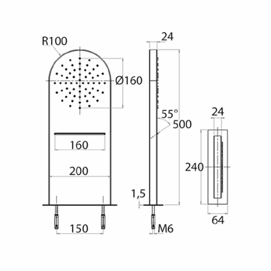 Słuchawka prysznicowa ścienna z strumieniem prysznicowym i wodospadem Made in Italy - Como Viadurini