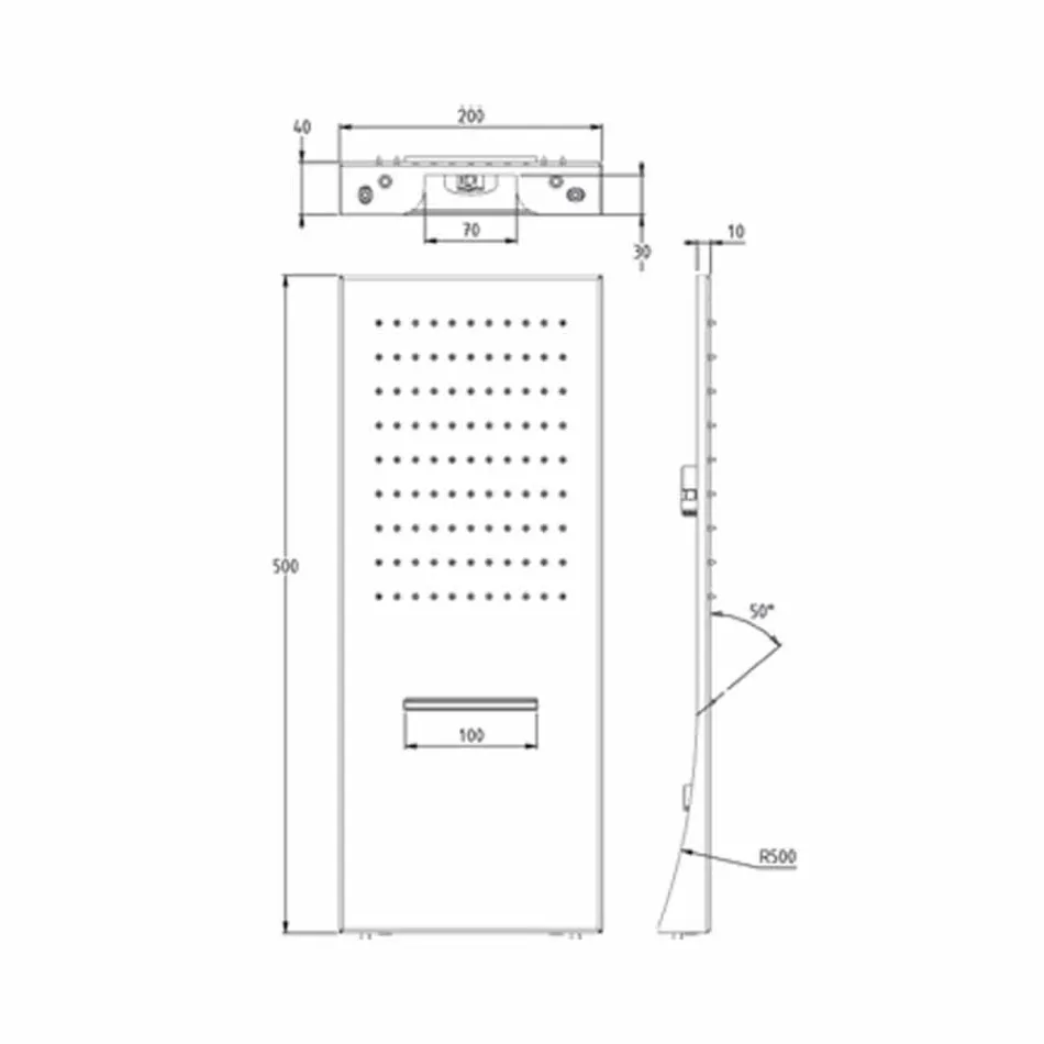Prostokątna głowica prysznicowa ze stali nierdzewnej Made in Italy - Net Viadurini