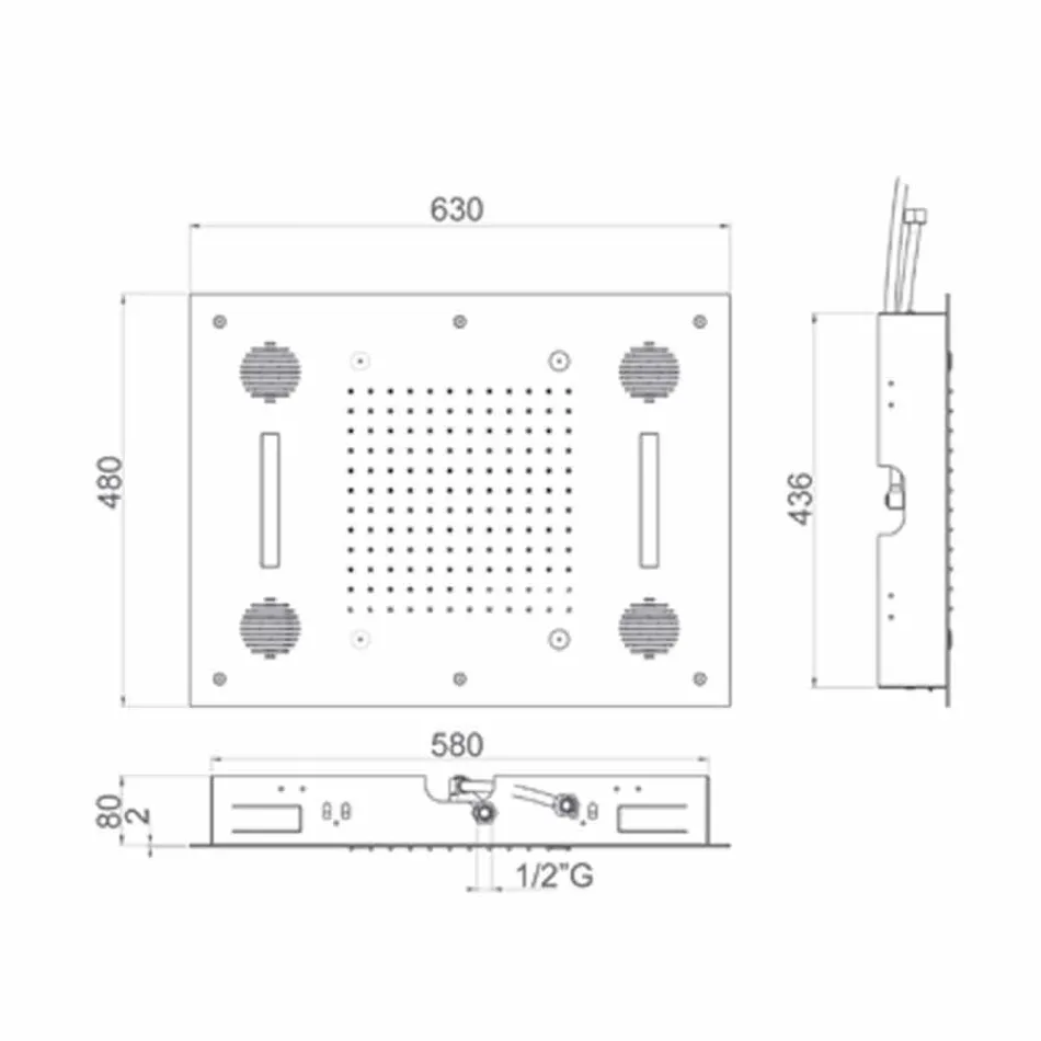 Stalowa głowica prysznicowa z chromoterapią i Bluetooth Made in Italy - Elbo Viadurini