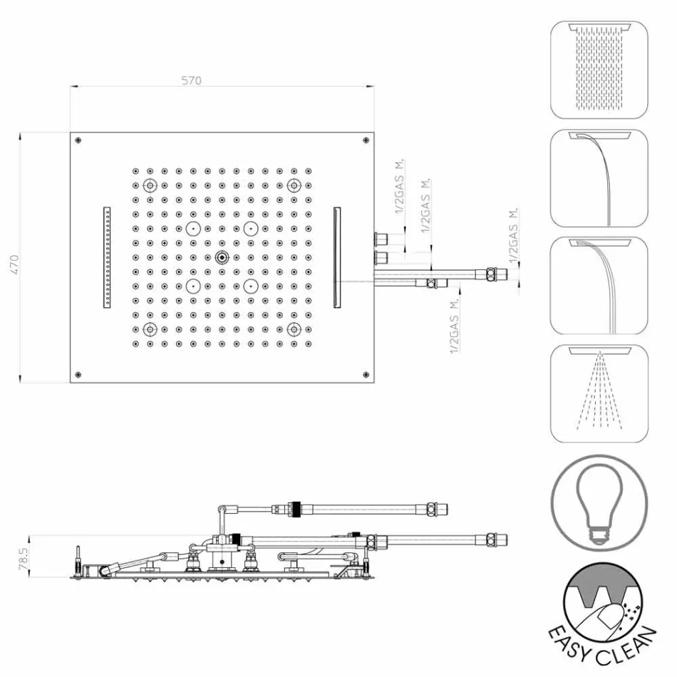 Nowoczesne cztery funkcją prysznica prysznic i chromoterapii Sen Viadurini