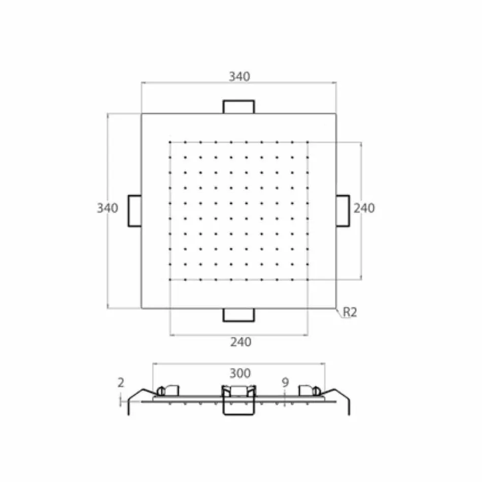 Kwadratowa sufitowa głowica prysznicowa ze stali Made in Italy - Starch Viadurini