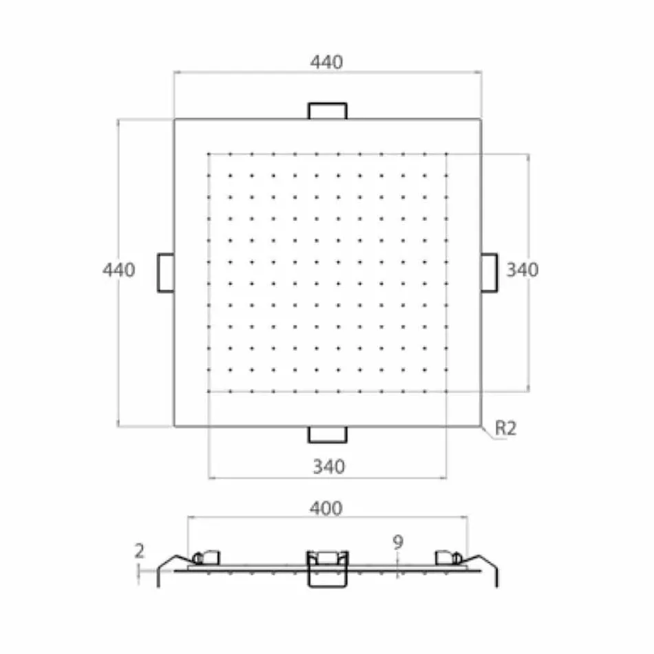Kwadratowa sufitowa głowica prysznicowa ze stali Made in Italy - Starch Viadurini