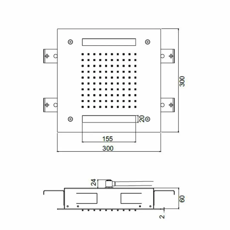 Kwadratowa głowica prysznicowa ze stali nierdzewnej z chromoterapią Made in Italy - Bilbo Viadurini