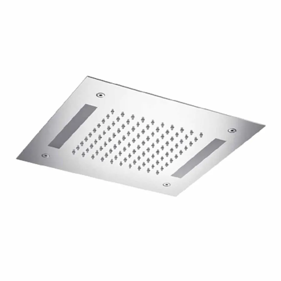 Kwadratowa głowica prysznicowa ze stali nierdzewnej z chromoterapią Made in Italy - Bilbo Viadurini