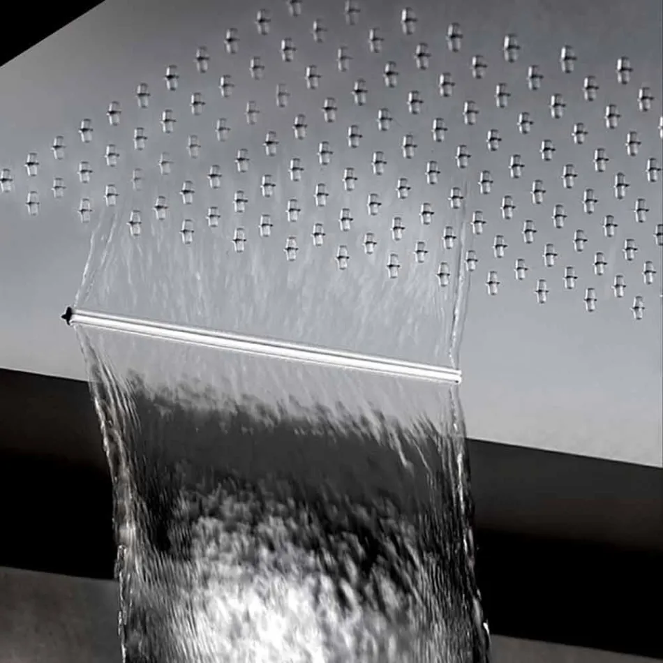 Kwadratowa głowica prysznicowa ze stali nierdzewnej z podwójnym strumieniem Made in Italy - Nello Viadurini