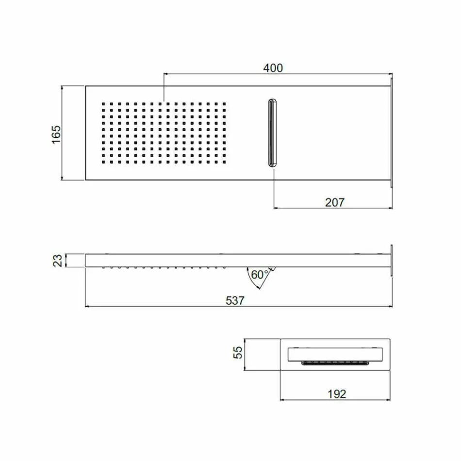 Prostokątna głowica prysznicowa ze stali nierdzewnej Made in Italy - czerwona Viadurini