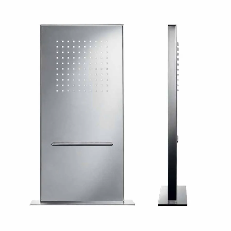 Prostokątna głowica prysznicowa ze stali nierdzewnej Made in Italy - Anito Viadurini