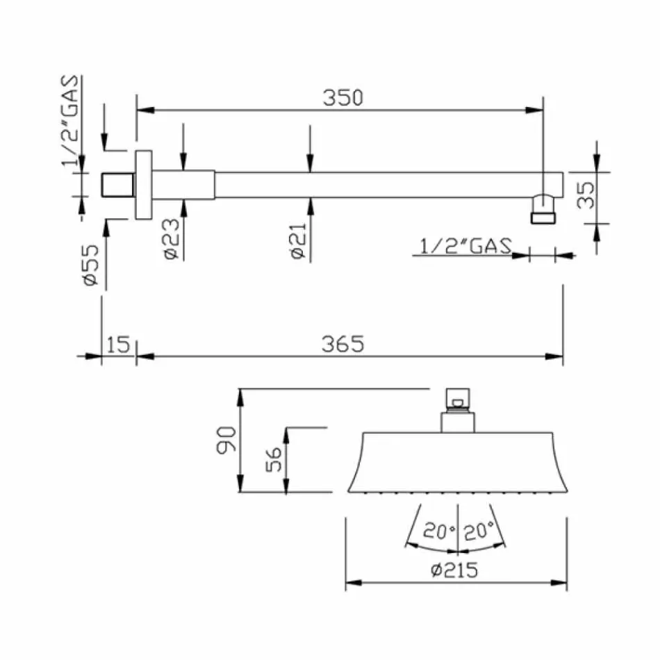 Okrągła głowica prysznicowa z mosiądzu w stylu klasycznym Made in Italy - Betto Viadurini