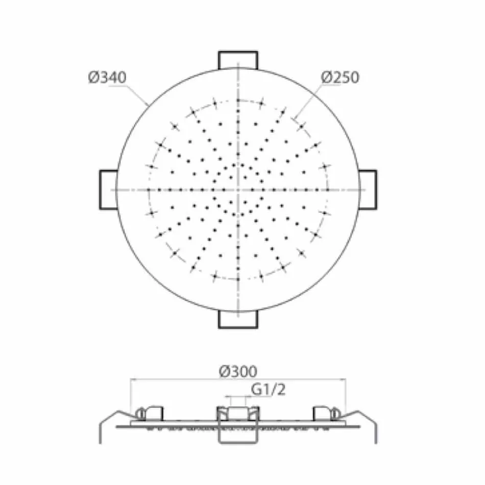 Okrągła głowica prysznicowa sufitowa z nowoczesnej stali Made in Italy - Damian Viadurini