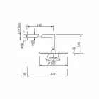 Kwadratowa stalowa głowica prysznicowa z mosiężnym ramieniem prysznicowym Made in Italy - Sespo Viadurini
