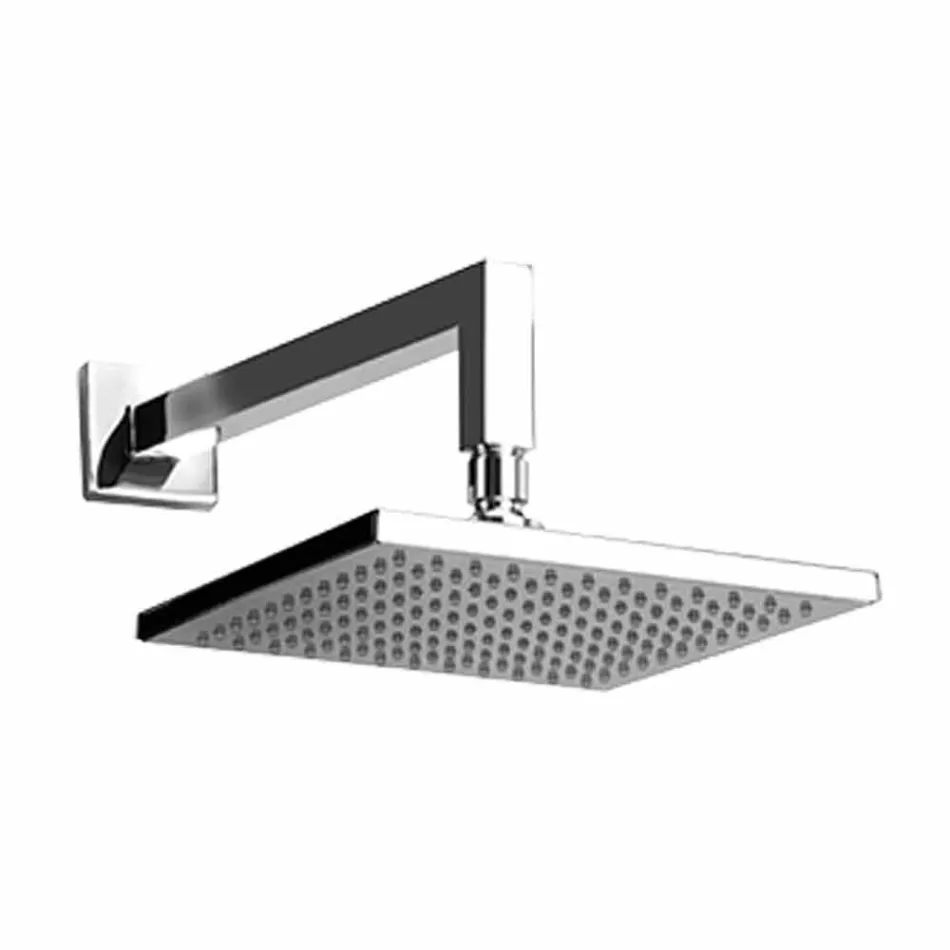 Kwadratowa stalowa głowica prysznicowa z mosiężnym ramieniem prysznicowym Made in Italy - Sespo Viadurini