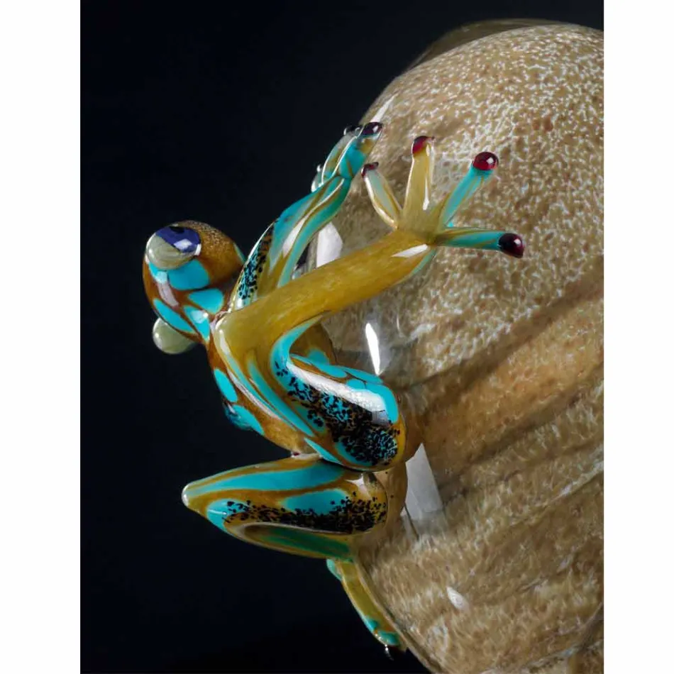 Szklana ozdoba w kształcie jajka z żabami Made in Italy - Huevo Viadurini