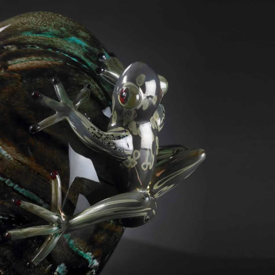 Szklana ozdoba w kształcie jajka z żabami Made in Italy - Huevo Viadurini