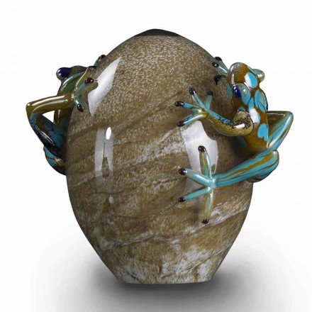 Szklana ozdoba w kształcie jajka z żabami Made in Italy - Huevo Viadurini