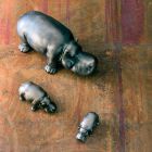Ceramiczne ozdoby w kształcie hipopotama, wyprodukowane we Włoszech - Savage Viadurini