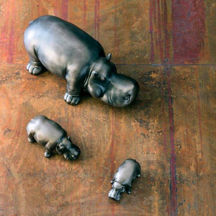 Ceramiczne ozdoby w kształcie hipopotama, wyprodukowane we Włoszech - Savage Viadurini