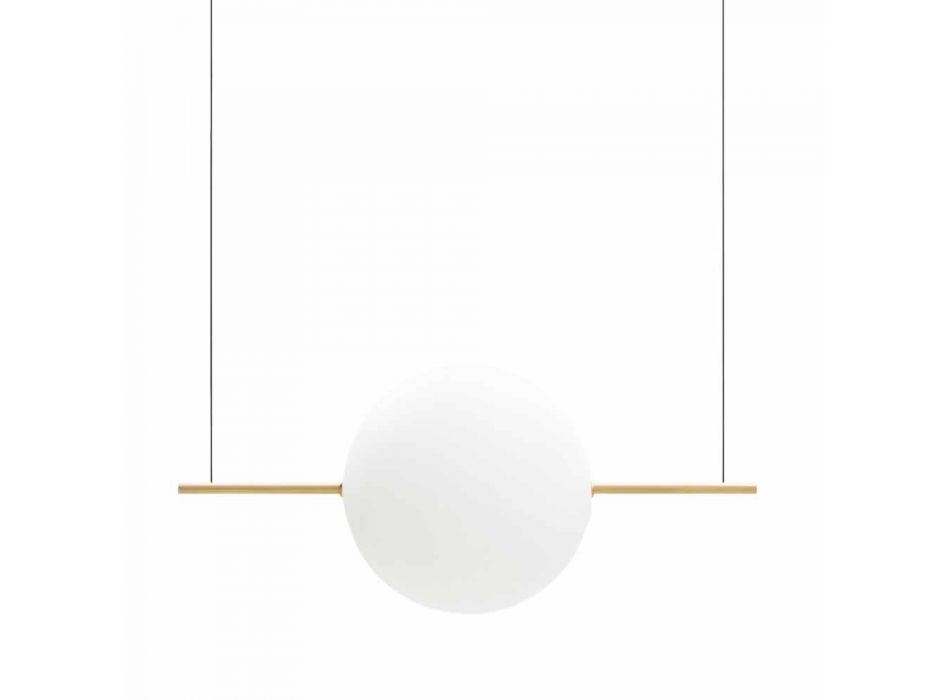 Zawieszenie designerskie ze szkła i mosiądzu ze światłem LED, 3 rozmiary - Alma firmy Il Fanale Viadurini