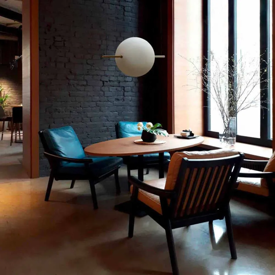 Zawieszenie designerskie ze szkła i mosiądzu ze światłem LED, 3 rozmiary - Alma firmy Il Fanale Viadurini