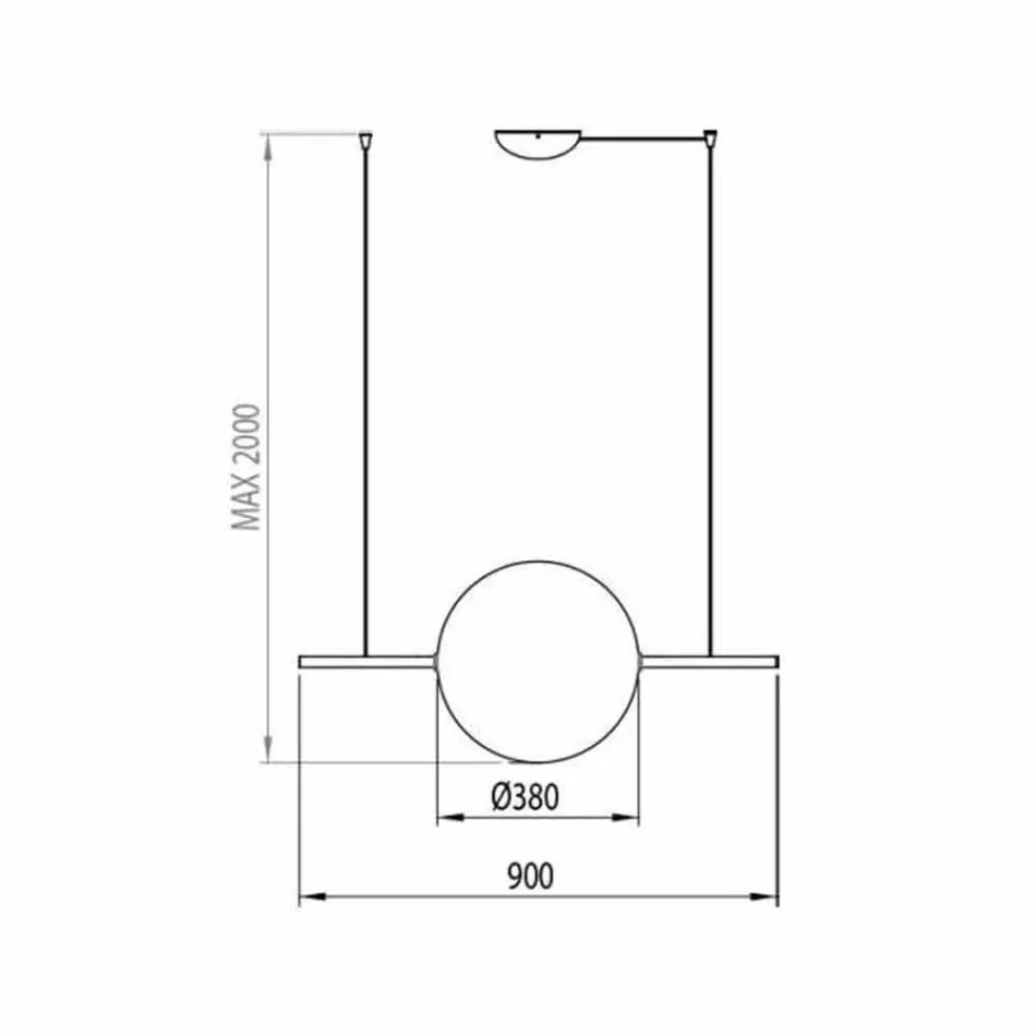Zawieszenie designerskie ze szkła i mosiądzu ze światłem LED, 3 rozmiary - Alma firmy Il Fanale Viadurini