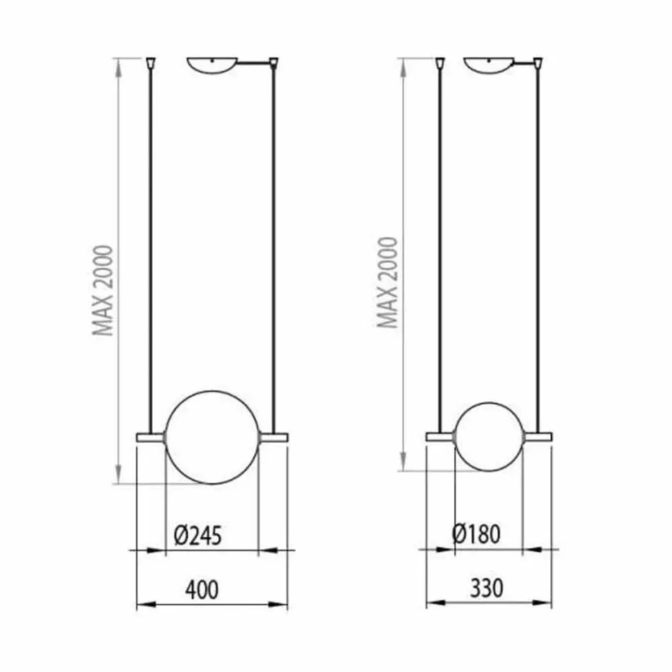 Zawieszenie designerskie ze szkła i mosiądzu ze światłem LED, 3 rozmiary - Alma firmy Il Fanale Viadurini