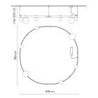 Okrągłe zawieszenie z czarnego aluminium z kulami i reflektorami — Exodus Viadurini