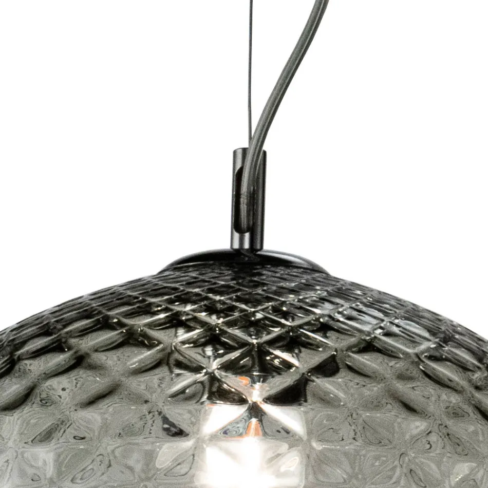 Dwupunktowa lampa wisząca z liniowym prętem ze szkła i metalu, wyprodukowana we Włoszech - Elisia Viadurini