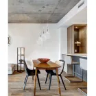 Żelazna lampa wisząca ze szkłem pyreksowym, wyprodukowana we Włoszech do dekoracji wnętrz - Olimpo Viadurini