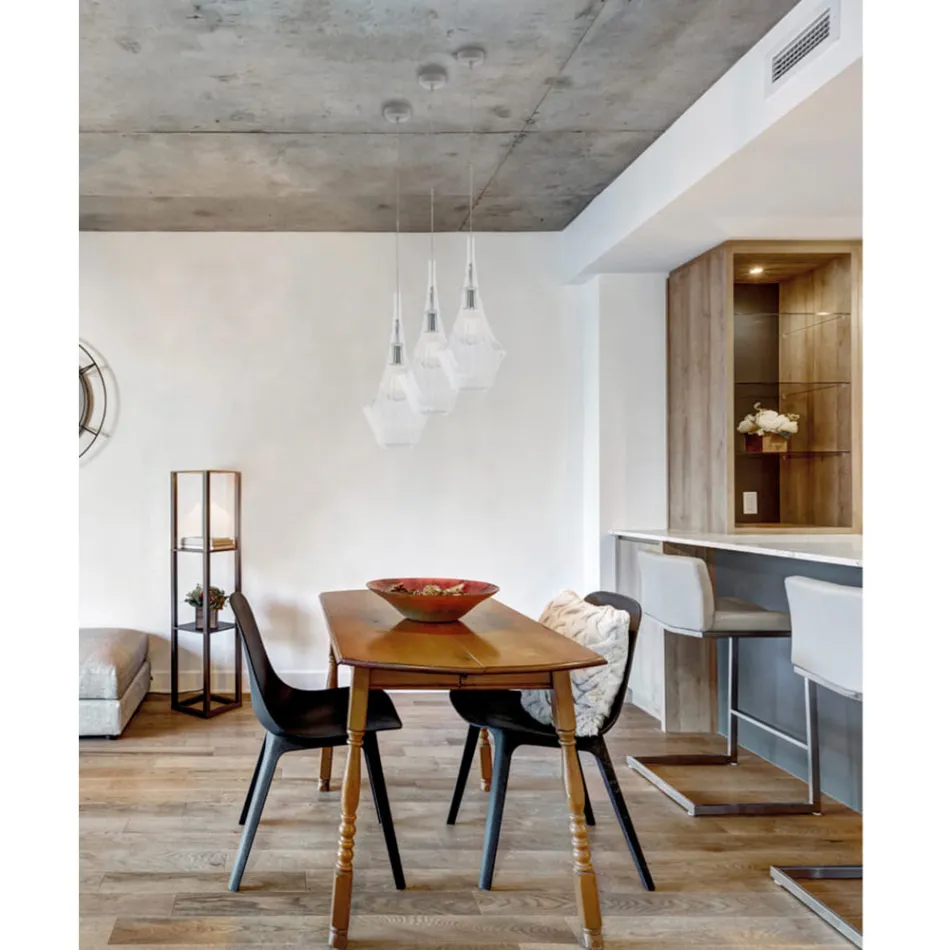 Żelazna lampa wisząca ze szkłem pyreksowym, wyprodukowana we Włoszech do dekoracji wnętrz - Olimpo Viadurini