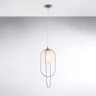 Chromowana lampa wisząca z żelaza z kulą, wyprodukowana we Włoszech do wystroju wnętrz - Oslo Viadurini