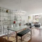 Chromowana lampa wisząca z żelaza z kryształkami, wyprodukowana we Włoszech do dekoracji wnętrz – Afryka Viadurini