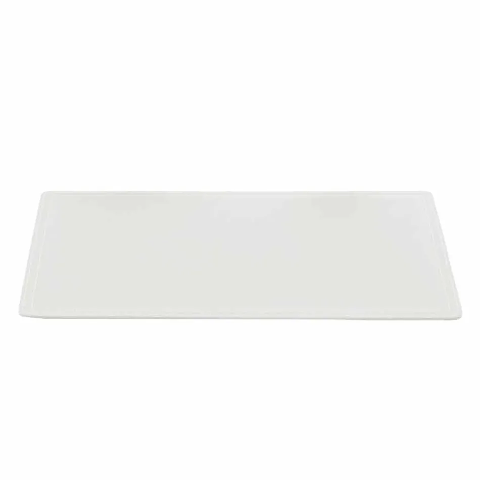 Regenerowana skórzana podkładka na biurko z przeszyciem piórem Made in Italy - Ascanio Viadurini