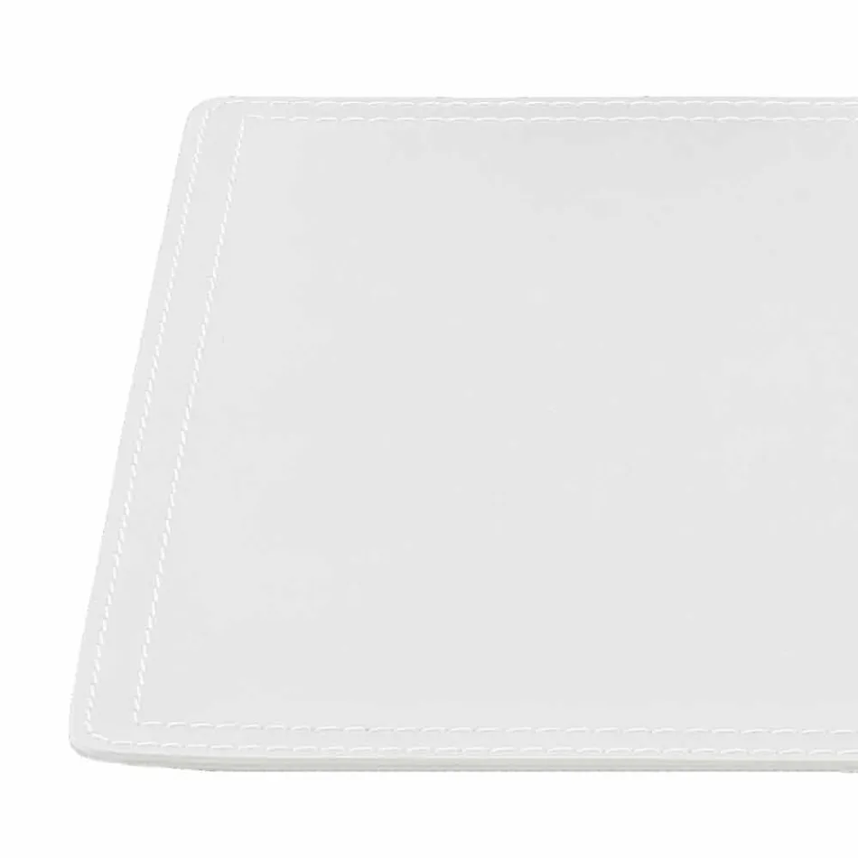 Regenerowana skórzana podkładka na biurko z przeszyciem piórem Made in Italy - Ascanio Viadurini